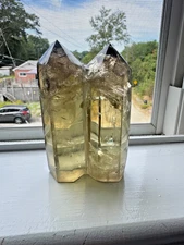 Rare Natural Citrine Twin Tower – Double Terminated Polished Point – Golden