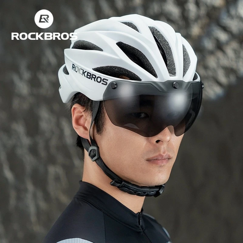 ROCKBROS Adult Bike Helmet w/Removable Magnetic Goggles Ultralight Fit 58-62cm