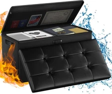 Storage Ottoman Bench,Fireproof Folding Bench with Lock,30 Inches Fire＆Water