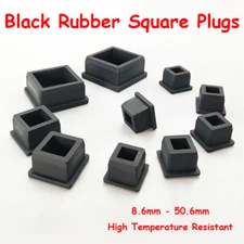8.6mm-50.6mm Black Rubber Square Plugs Silicone End Caps Bungs Soft Seal Stopper