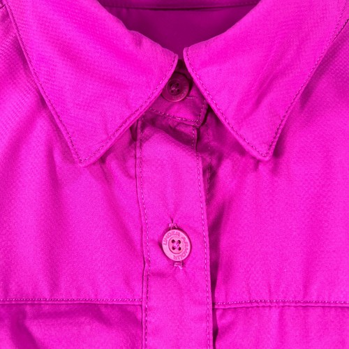 Under Armour Shirt Womens Medium Purple Long Sleeve Button Up Heat Gear Fitted - Picture 8 of 15