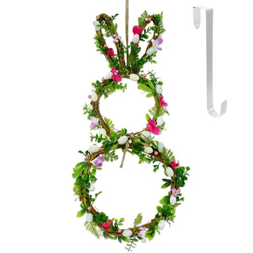 28" Handicrafts Spring Bunny Wreath With Hanger For Spring And Easter Front Door