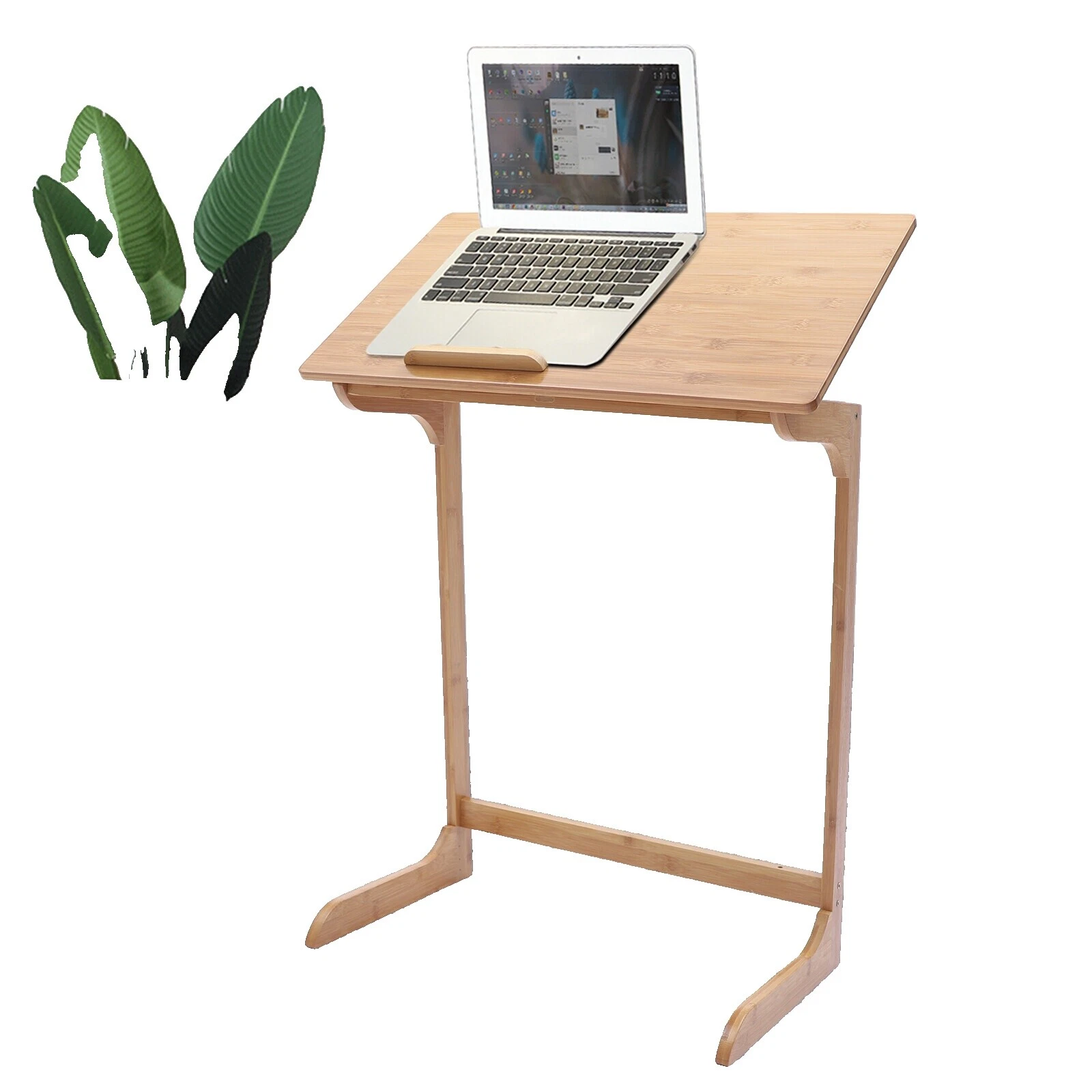 Mesa de Ordenador Marrón Bambú escritorios de Oficina en Casa