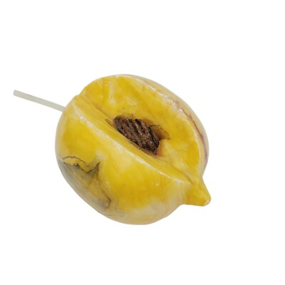 #ad Vtg Marble Stone Apricot Sliced Exposed Pit Fruit Decor $22.95