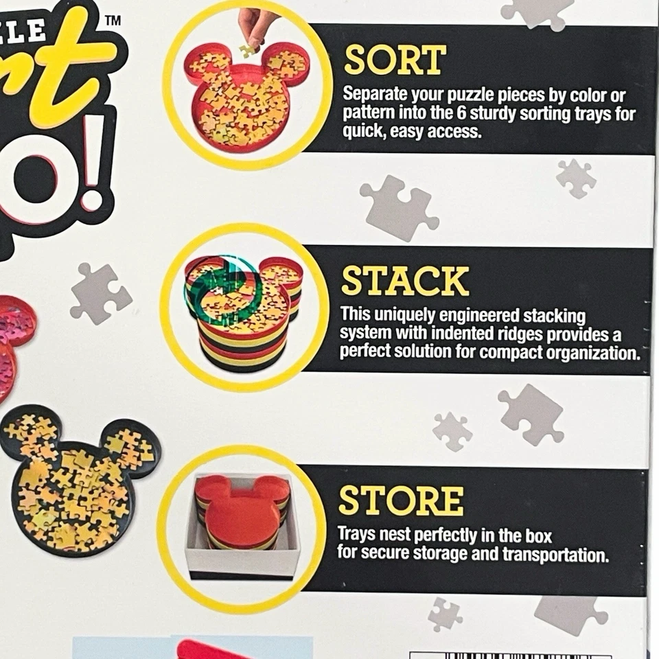 Ravensburger Disney Mickey Mouse Sort & Go Puzzle Piece Stackable Sorter Trays - Image 3 of 4