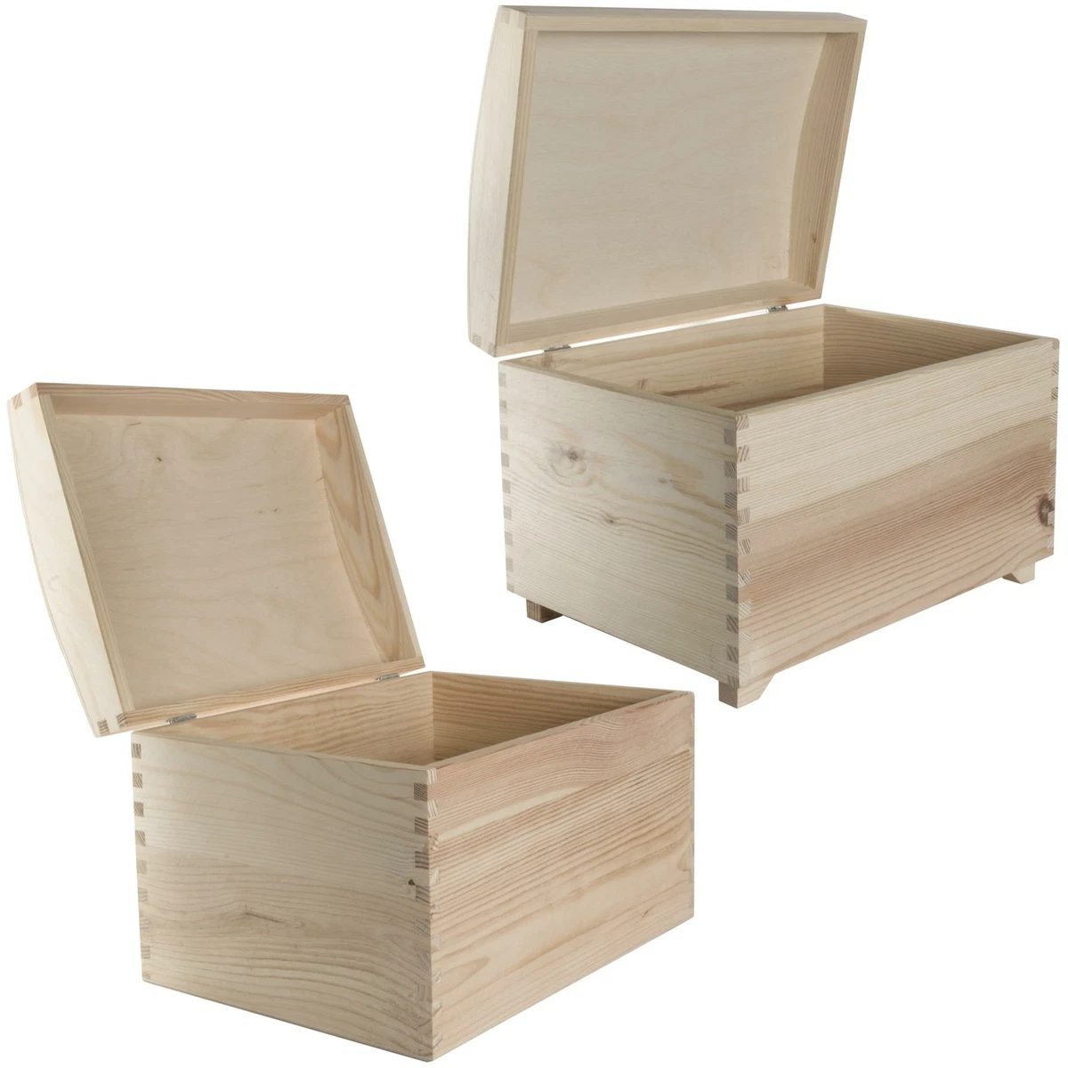 Plain Pine Wood Decorative Treasure Chest with Curved Lid Keepsake Storage Box