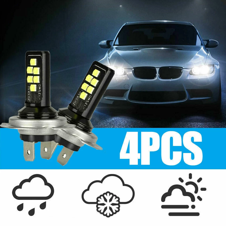 H7 LED Light Car Headlight Lamp Bulb High Low Beam 240W 6000K Kit Lamp Universal - Image 2 of 4