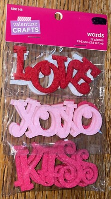 Brother Sister Design Studio Valentine Craft Word Glitter Kiss XOXO Love Sticker