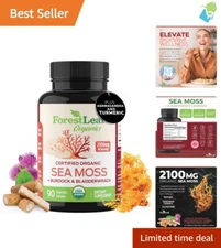 Organic Irish Sea Moss Capsules 2100mg with Bladderwrack & Burdock, 90 Veggie...