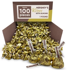 Hershey's Kisses Milk Chocolate With Almonds, Bulk & Delicious Candy (1 Pound)