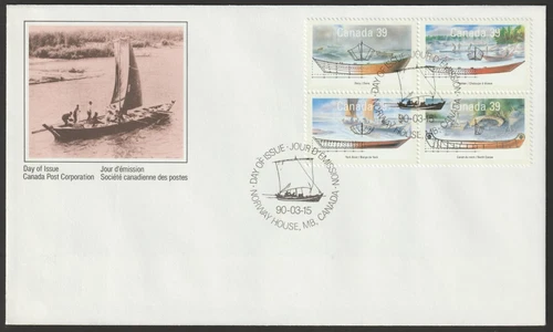 Canada #1269a, Small Craft-2, Work Boats, Official First Day Cover, FDC 1990