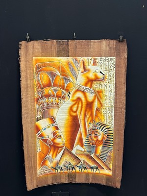 Majestic Feline Egyptian Papyrus, Traditional Egyptian Craft, Papyrus wall decor