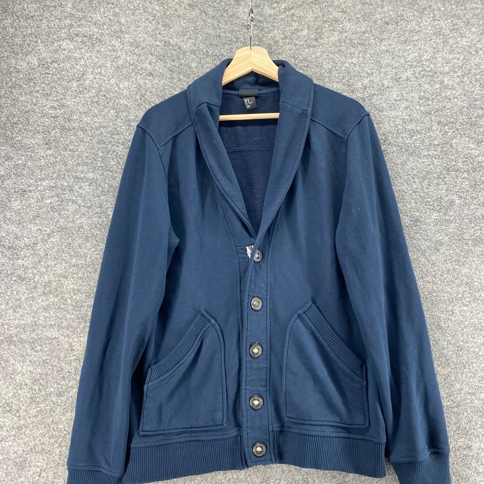 Cárdigan H&M Mujer M Medio Azul Cuello Manga Larga Bolsillos Abotonados Tejido Foto 4 de 4