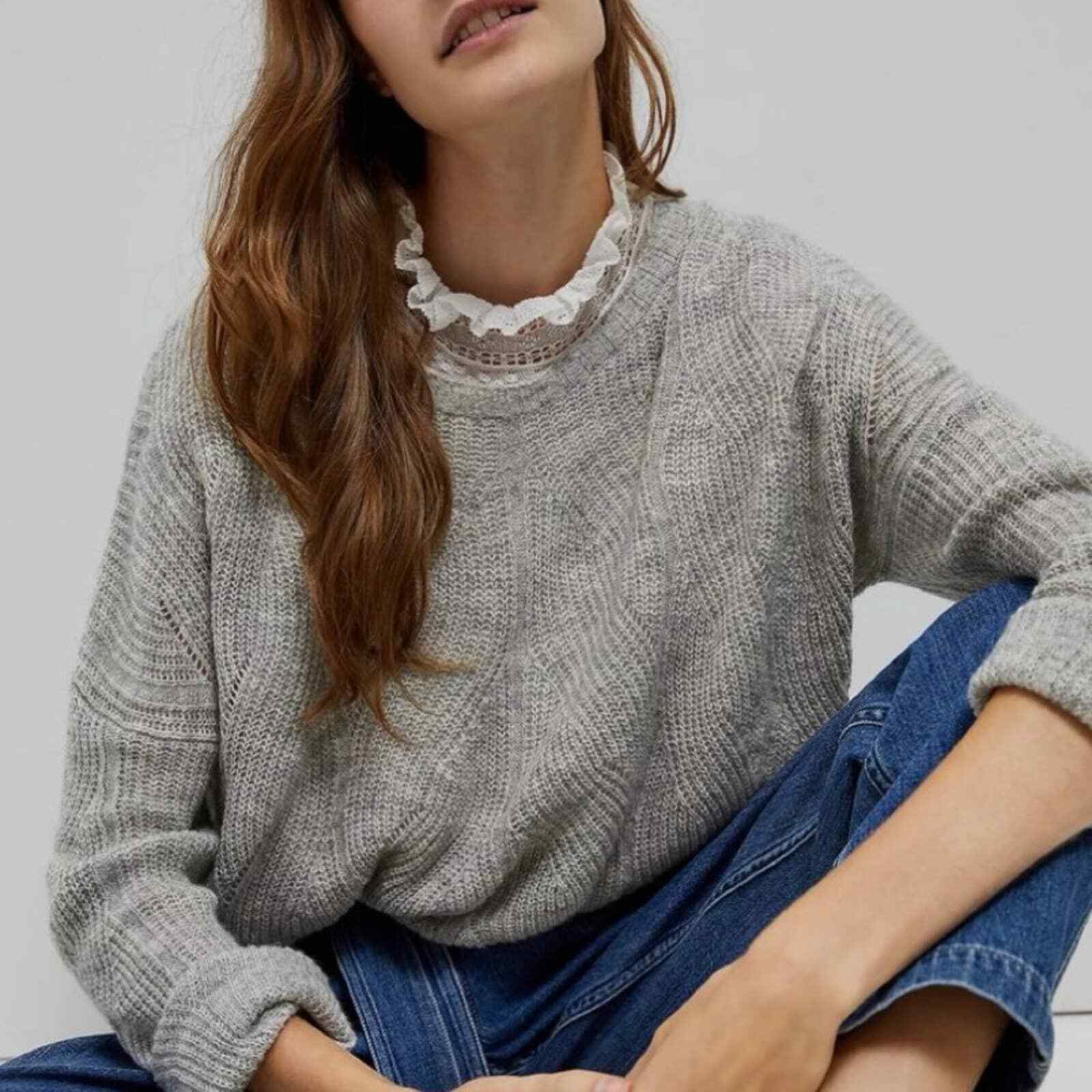 NWT Anthropologie Keely Cable Knit Crew 