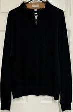 Peter Millar Black Blue 1/4 Zip Cotton Long Sleeve Pullover Soft Sweatshirt L