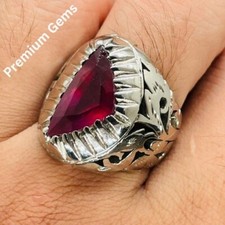 Afghani Ruby, Natural Ruby Silver Ring, Ruby Gemstone Ring Sterling Silver 925