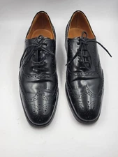 Alan McAfee Wingtip Dress Shoes Size 8.5  Black Leather England Nice Shape EUC