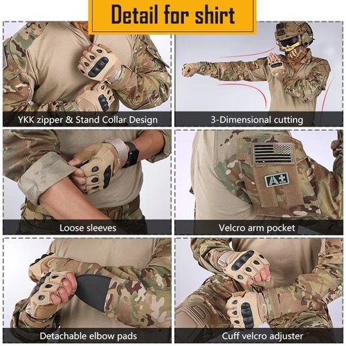 IDOGEAR Airsoft Men's Tactical Combat Shirt Pants US Army G3 Sets Uniform Hiking - Picture 7 of 34