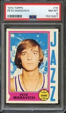1974-75 TOPPS #10 PETE MARAVICH PSA 8 JAZZ HOF *ADT5905 
