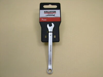 Combination spanner 7mm chrome vanadium steel, Kreator brand, offset ring end