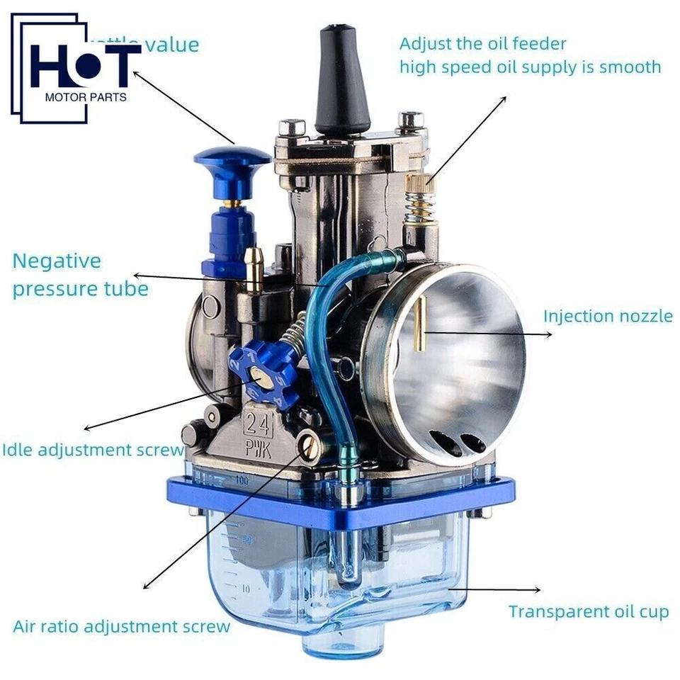 PWK 24 Carburetor Power Jet 24mm For 50cc-125cc Dirt Pit Bike Scooter Kart ATV - Image 3 of 4