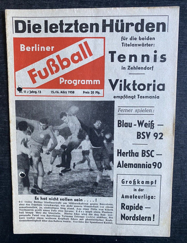15/16.03.1958 Hertha BSC - Alemannia, Blau-Weiß 90 - BSV 92, Zehlendorf - TeBe
