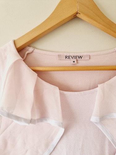 REVIEW Pink Sleeveless Ruffle Stretch Top SIZE 14 - Picture 2 of 4