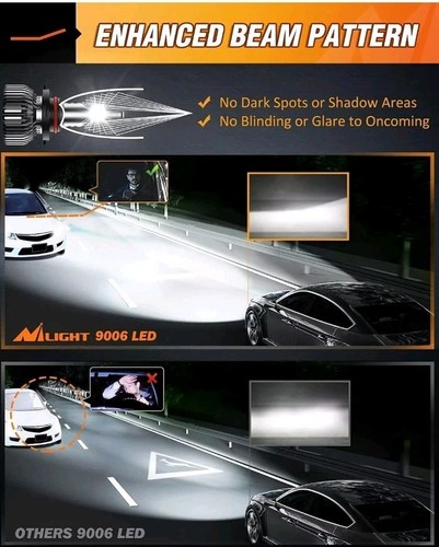 Nilight 9005 9006 LED Headlight Bulb Kit 350% Brighter HB3 HB4 LED - Foto 4 di 8