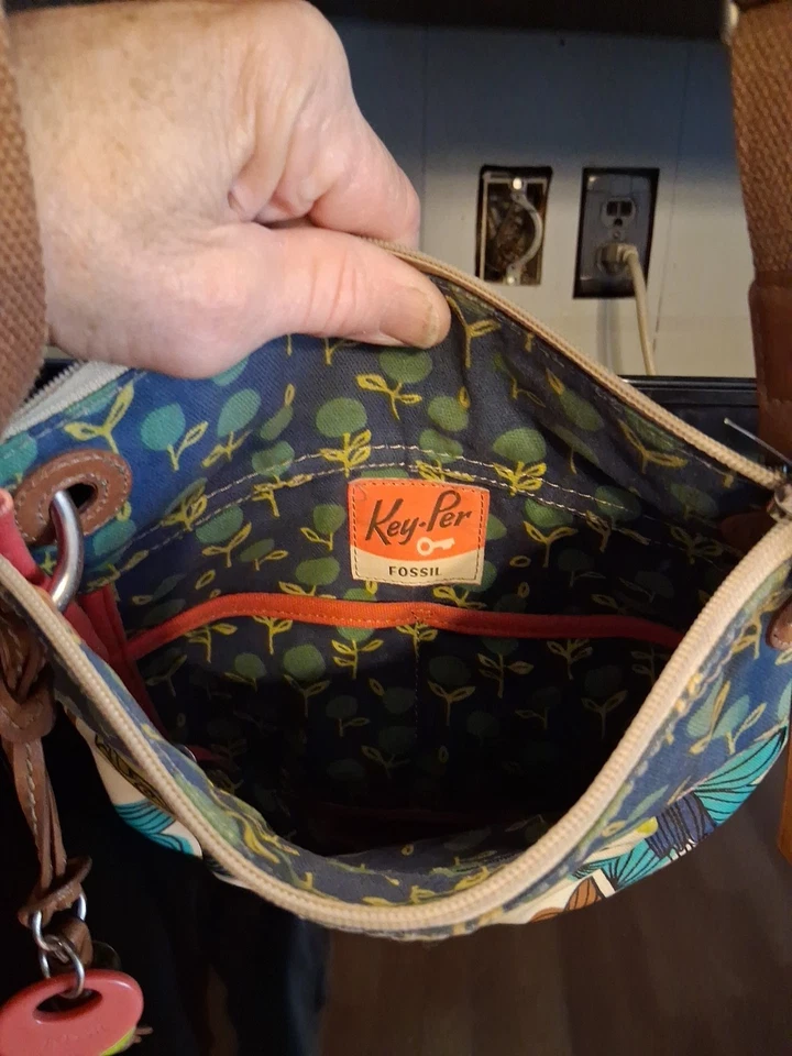 Vintage Fossil Key-Per花卉斜挎包 — 第 3/4 张图片