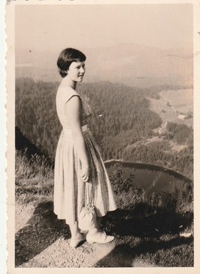 Vintage Photo Beautiful Young Woman in Summer Dress Fashion 1950s