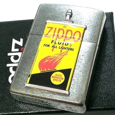 Zippo Antique Silver Lighter with 1940s Oil Can Metal Design Used