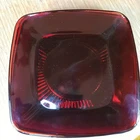 Vintage 4  RUBY Red Square CHARM Anchor Hocking Glass Luncheon Plates 8 1/4"