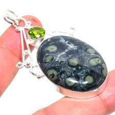 Kambaba Jasper Gemstone Handmade 925 Sterling Silver Jewelry Pendant  RM-68