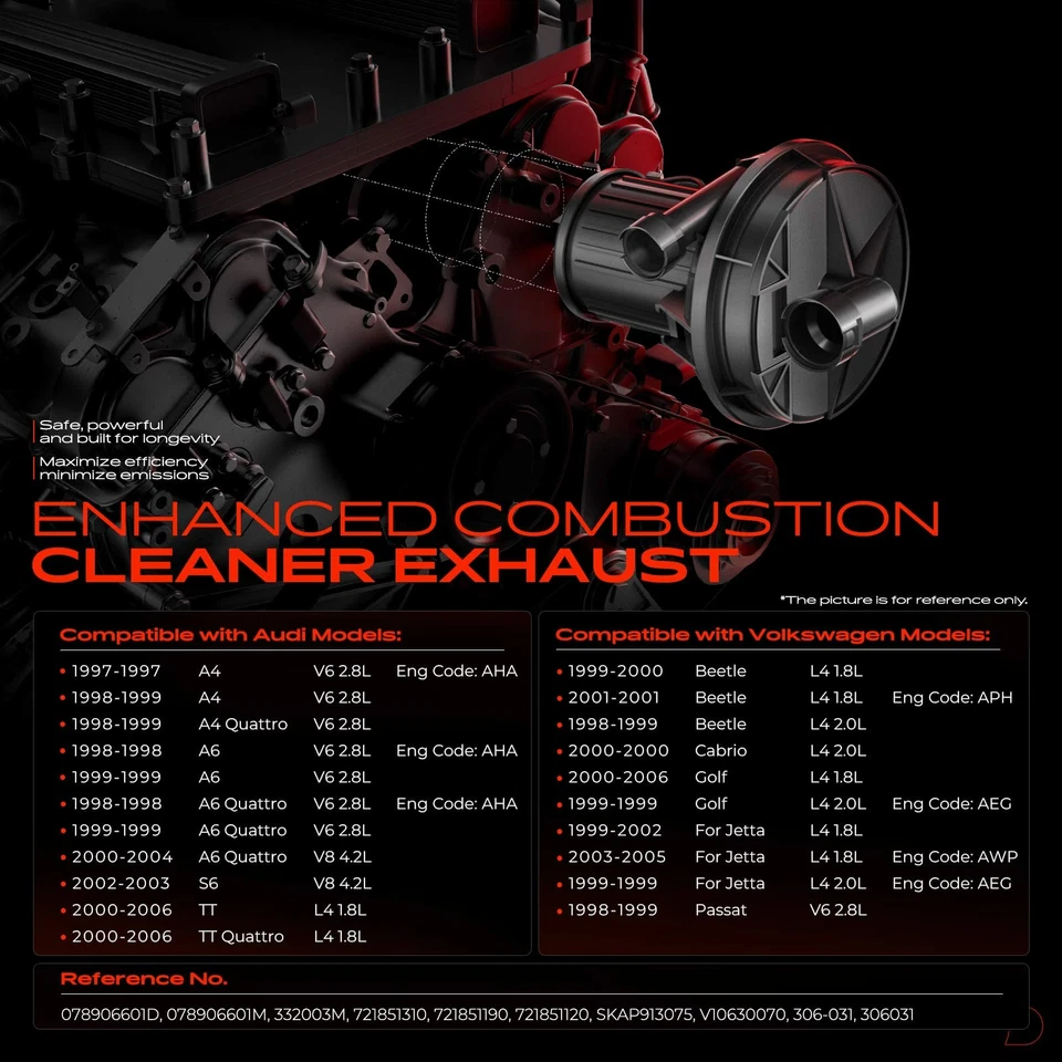 Bomba de inyección de aire secundaria para Volkswagen Jetta Passat Golf Beetle Audi A4 A6 Foto 2 de 4