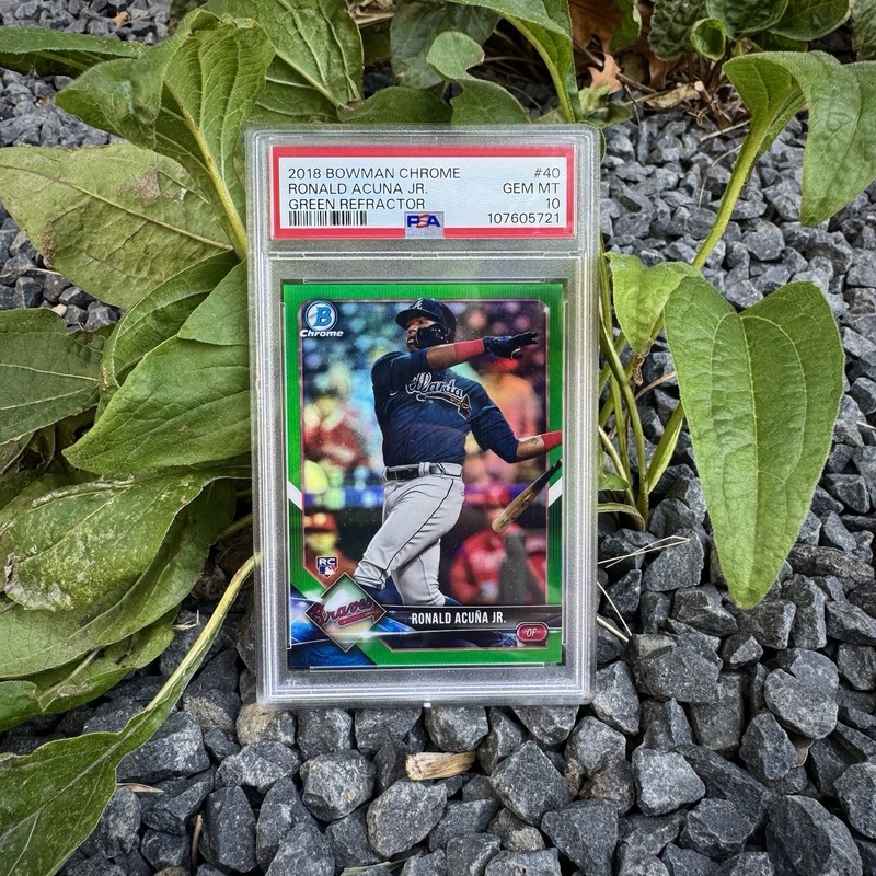 2018 Bowman Chrome Ronald Acuna Jr. Green Refractor Rookie #40 Card /99 PSA 10