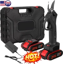21V Electric Cordless Branch Scissors Pruning Shear Pruner Cutter+2Battery