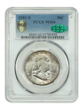 1951-S 50C PCGS/CAC MS66 - Franklin Half Dollar