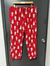 Hanna Andersson Unisex Snowman Red Flannel Pajama Pants Adult Sz XL