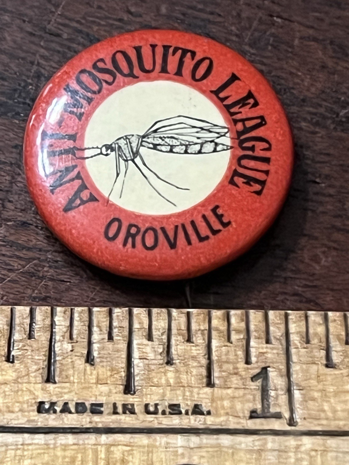 Anti-Mosquito League Oroville Pinback Button 7/8 in Dia Backing Paper ...