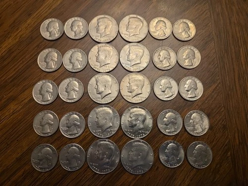 Bulk Lot of $10 Circulated 1976 Kennedy Bicentennial Half Dollars And Quarters