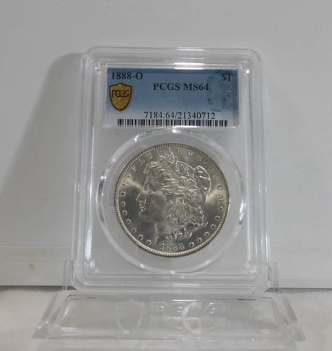GOLD SHIELD / SPECIAL LABEL!  1888-O  Morgan Silver Dollar, PCGS MS-64!