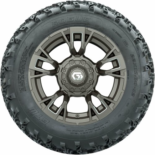 Set of 4 GTW 12" Vandal Satin Bronze/Machined Wheels on 22x11-12 Rogue A/T Tires - Picture 2 of 6