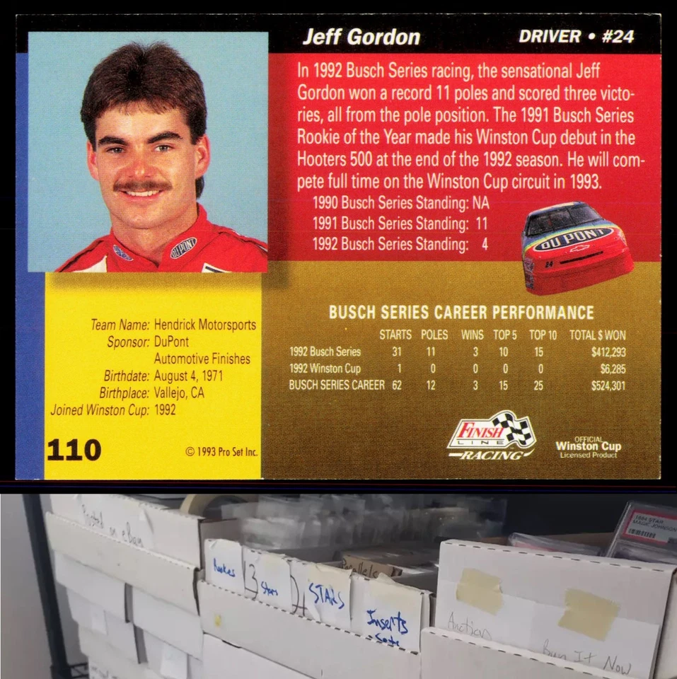 1993 Finish Line #110 Jeff Gordon - JL - Image 2 of 2
