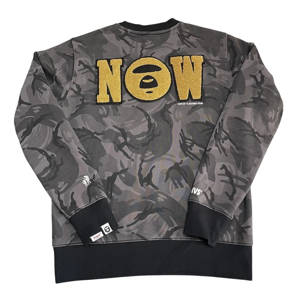 AAPE by A Bathing Ape Crew Neck Sweater Mens camo Golden Patches Size M - Image 4 of 4
