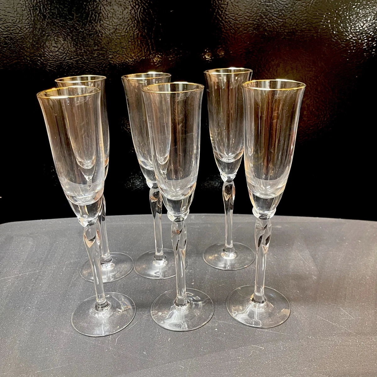 Gold Rimmed Wine Goblets with Gold Toned Tray, Set of 4 Lenox Gold