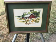 LORRAINE FIEGE Original 1950s MODERN ABSTRACT IMPRESSIONIST LANDSCAPE WATERCOLOR