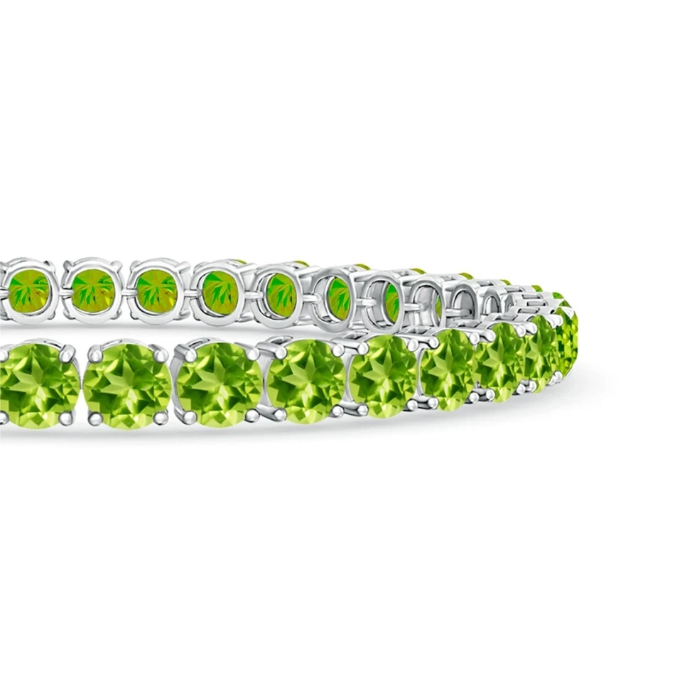 Brazalete de tenis redondo de peridoto de plata de ley 925 de 5,00 mm con chapado en rodio Foto 2 de 4