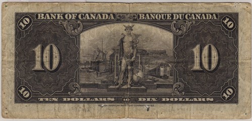 1937 Bank of Canada Ten Dollars Bill (RP19) - Picture 2 of 2