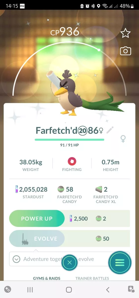 Pokémon Go Gen 8～shiny Galarian farfetch'd ~ 30Days unregistered