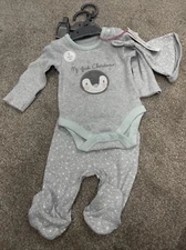 Mothercare Baby Christmas 3 Piece Set Outfit Penguin My First Newborn